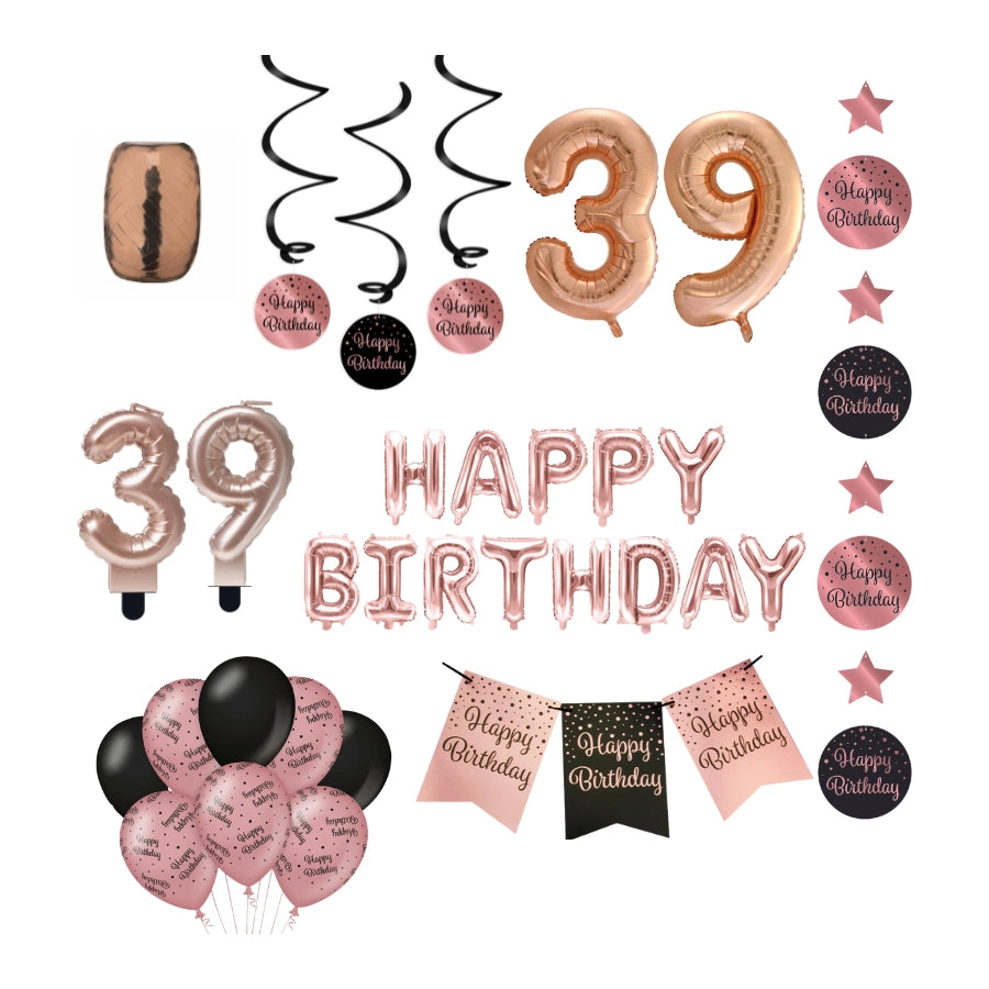 39 jaar Verjaardag Versiering Pakket Rose Gold