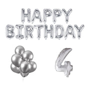 4 jaar Verjaardag Versiering Ballon Pakket zilver