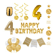 4 jaar Verjaardag Versiering Pakket Gold