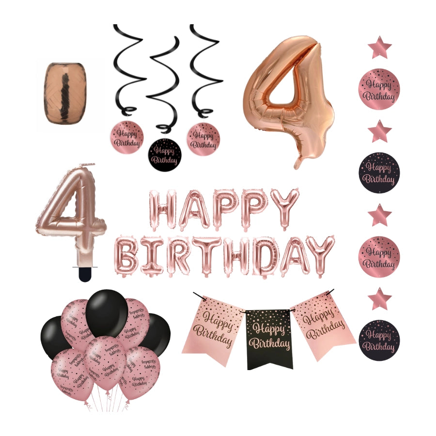 4 jaar Verjaardag Versiering Pakket Rose Gold