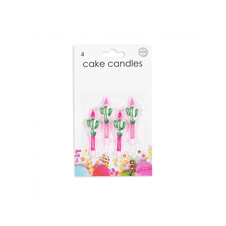 4 taart kaarsjes cactus