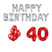 40 jaar Verjaardag Versiering Ballon Pakket rood & zilver