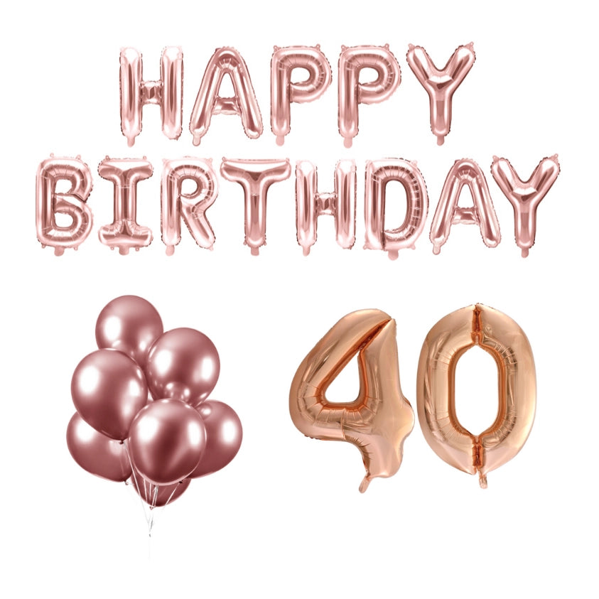 40 jaar Verjaardag Versiering Ballon Pakket rosé goud