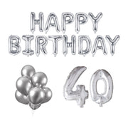 40 jaar Verjaardag Versiering Ballon Pakket zilver