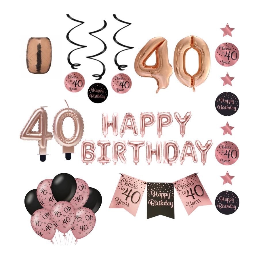 40 jaar Verjaardag Versiering Pakket Rose Gold