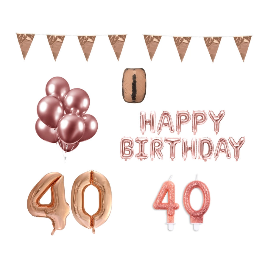 40 jaar Verjaardag Versiering Pakket Rosé Goud