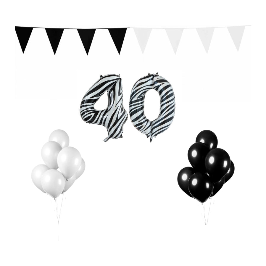 40 jaar Verjaardag Versiering Pakket Zebra