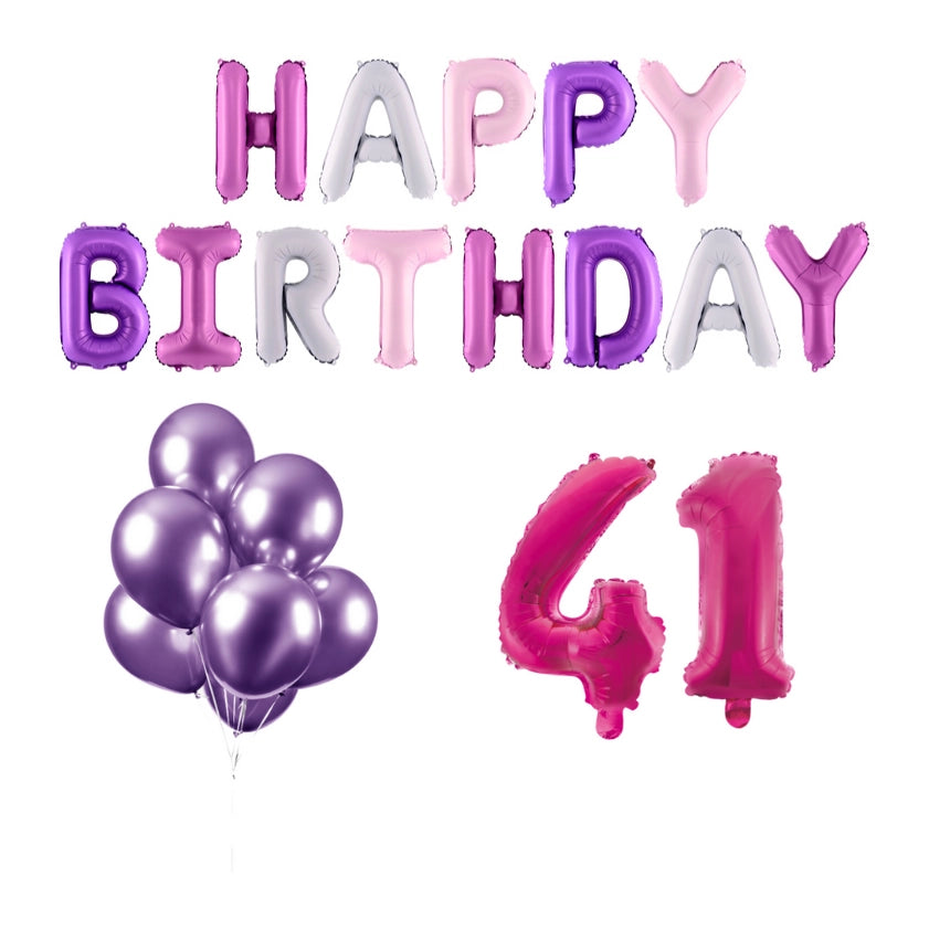 41 jaar Verjaardag Versiering Ballon Pakket Pastel & Roze