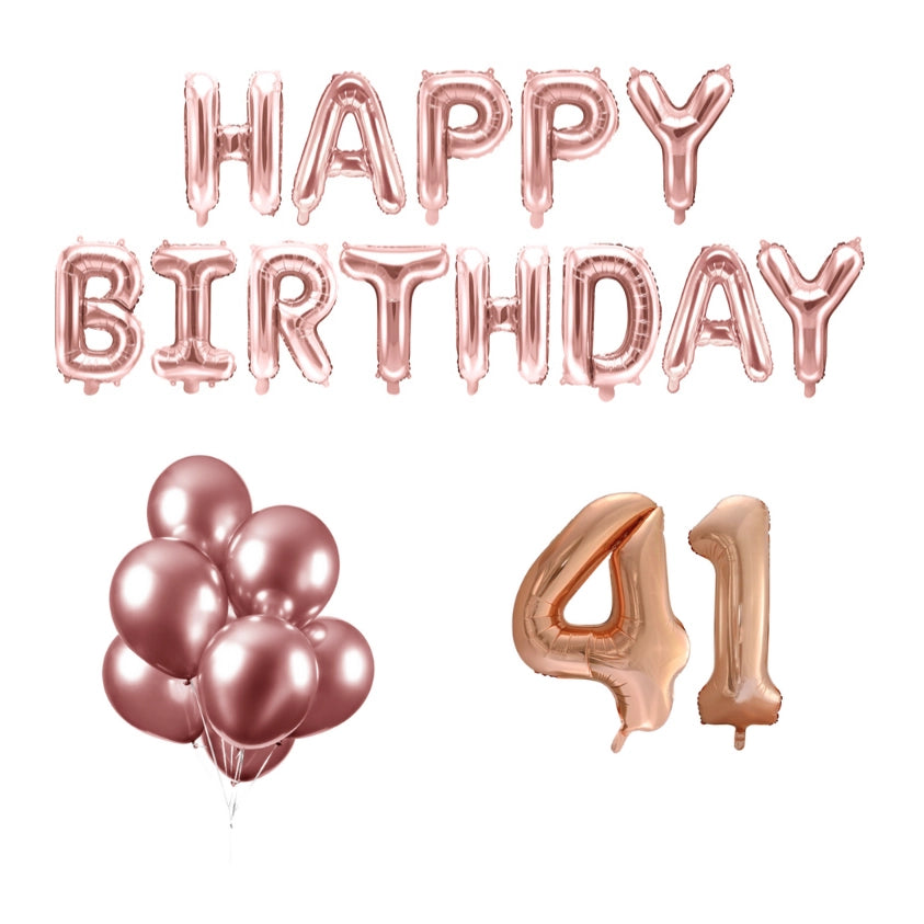 41 jaar Verjaardag Versiering Ballon Pakket rosé goud