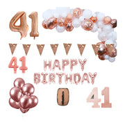 41 jaar Verjaardag Versiering Pakket Rosé goud XL