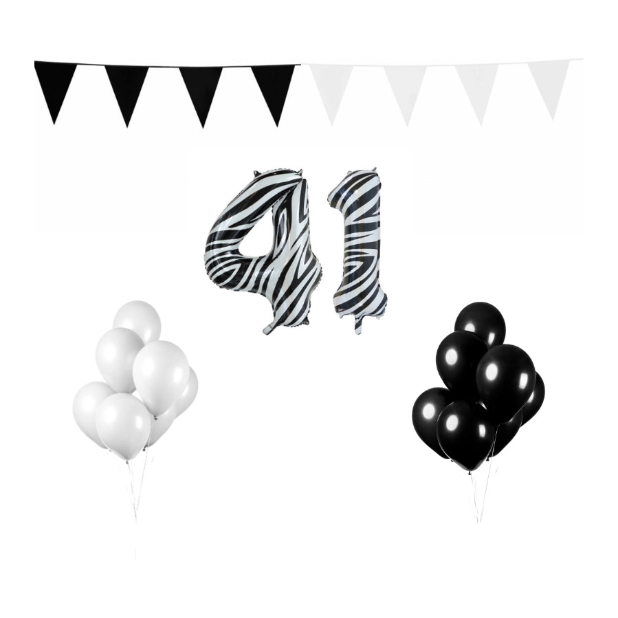 41 jaar Verjaardag Versiering Pakket Zebra