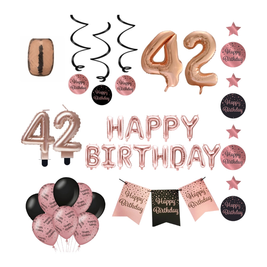 42 jaar Verjaardag Versiering Pakket Rose Gold