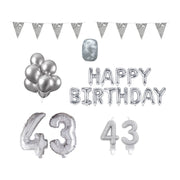 43 jaar Verjaardag Versiering Pakket zilver