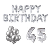 45 jaar Verjaardag Versiering Ballon Pakket zilver
