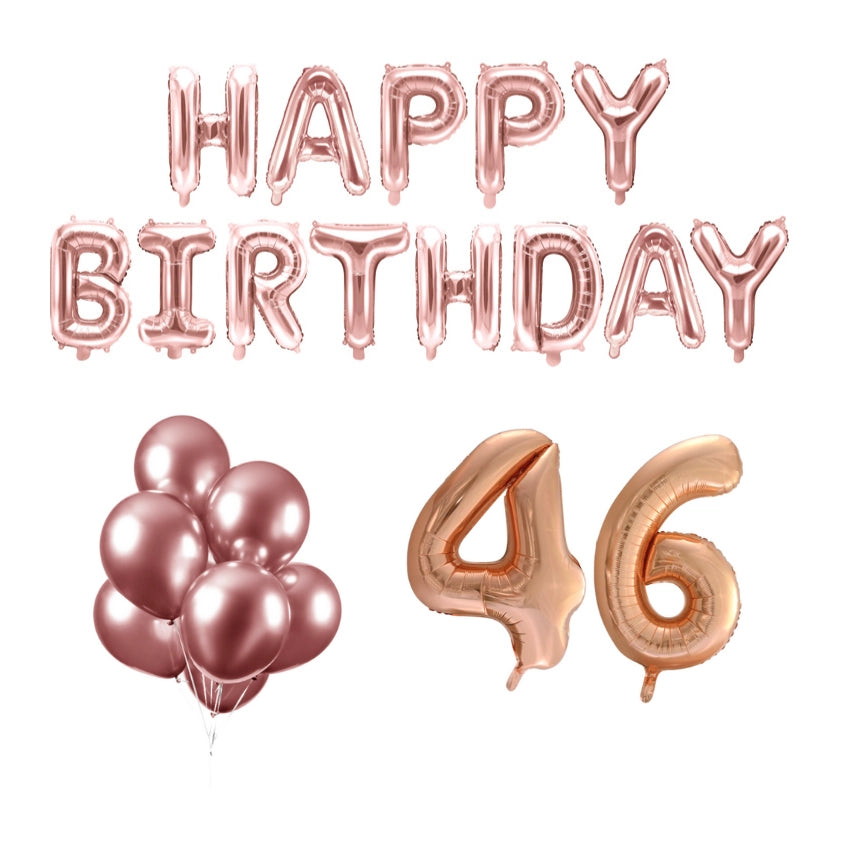 46 jaar Verjaardag Versiering Ballon Pakket rosé goud