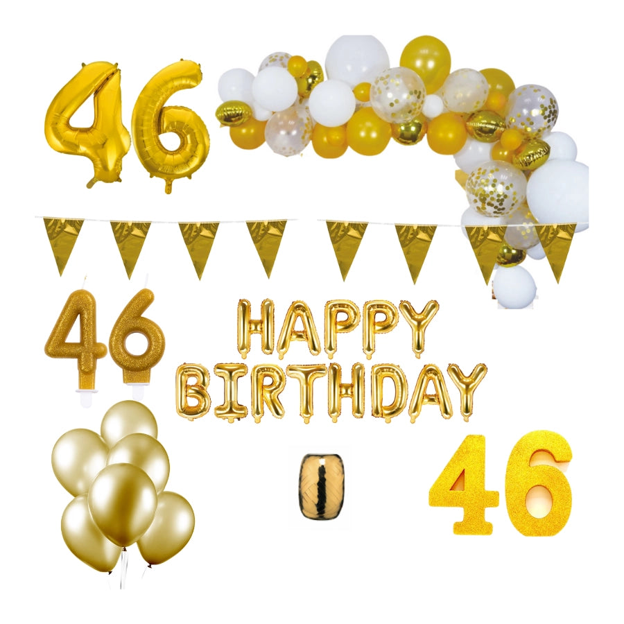 46 jaar Verjaardag Versiering Pakket Goud XL