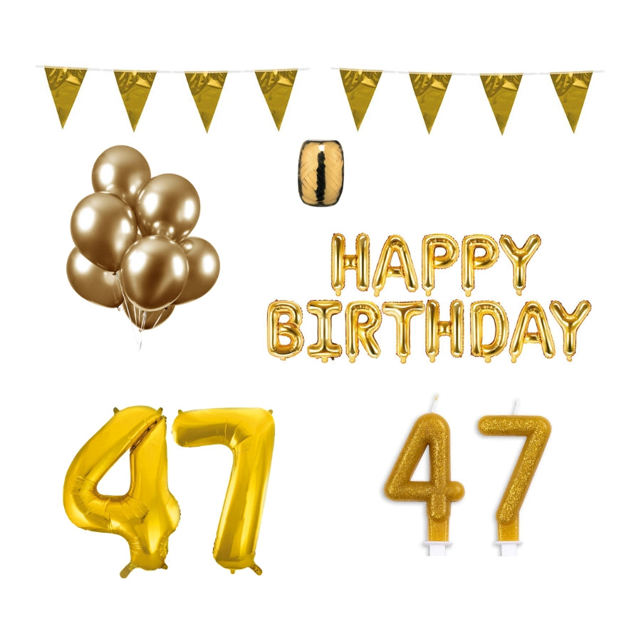 47 jaar Verjaardag Versiering Pakket Goud