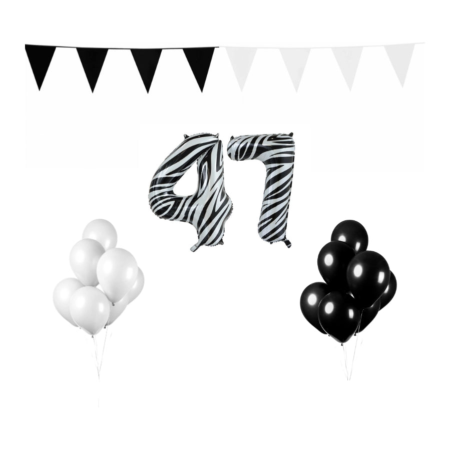 47 jaar Verjaardag Versiering Pakket Zebra