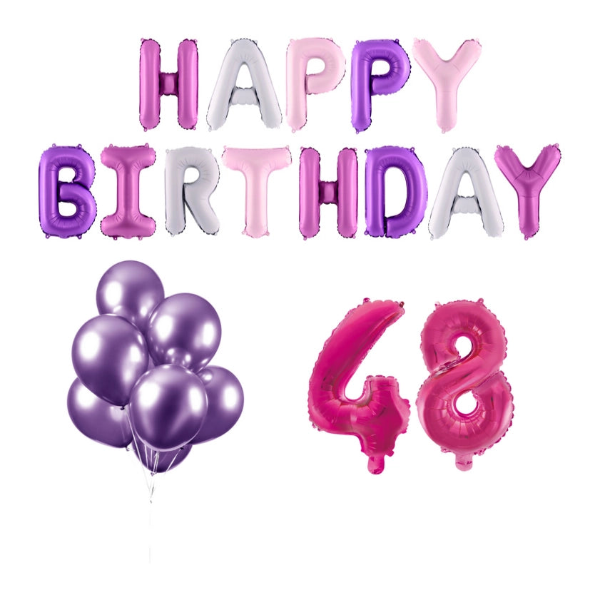 48 jaar Verjaardag Versiering Ballon Pakket Pastel & Roze
