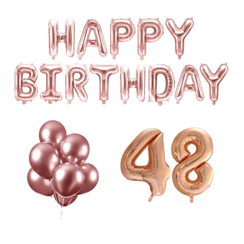 48 jaar Verjaardag Versiering Ballon Pakket rosé goud