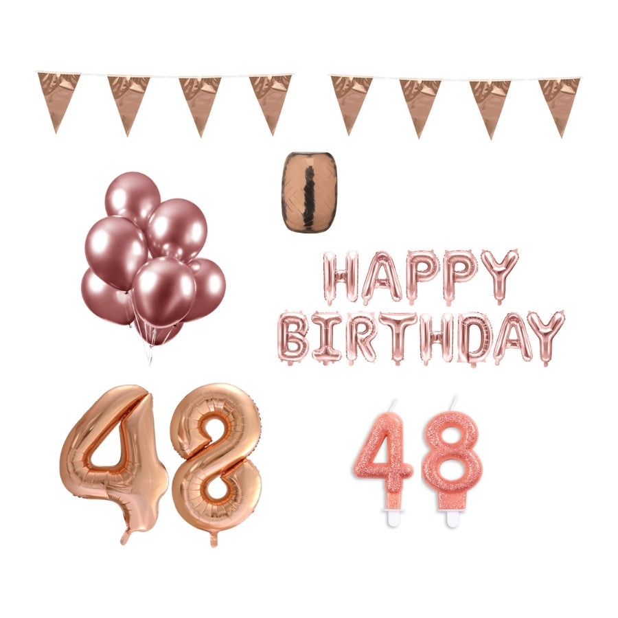 48 jaar Verjaardag Versiering Pakket Rosé Goud