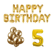 5 jaar Verjaardag Versiering Ballon Pakket Goud