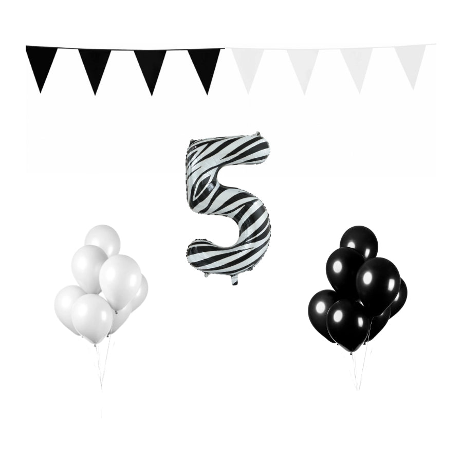 5 jaar Verjaardag Versiering Pakket Zebra