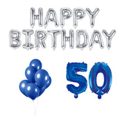 50 jaar Verjaardag Versiering Ballon Pakket Blauw & zilver