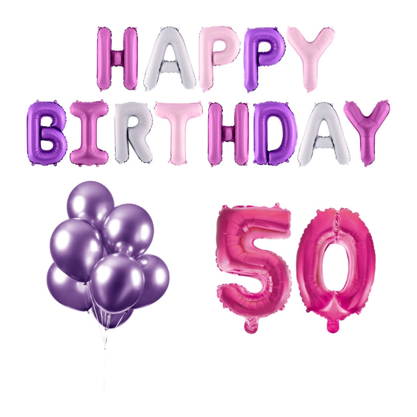50 jaar Verjaardag Versiering Ballon Pakket Pastel & Roze