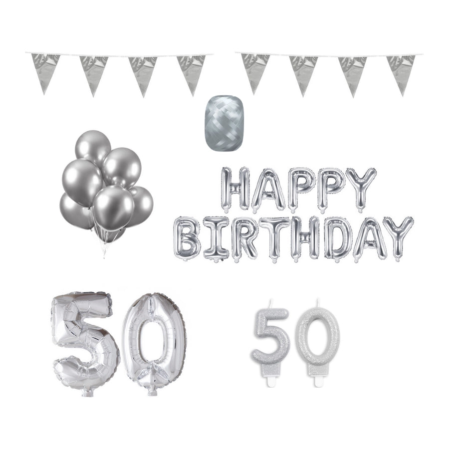 50 jaar Verjaardag Versiering Pakket zilver