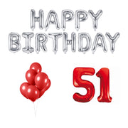 51 jaar Verjaardag Versiering Ballon Pakket rood & zilver