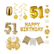 51 jaar Verjaardag Versiering Pakket Gold