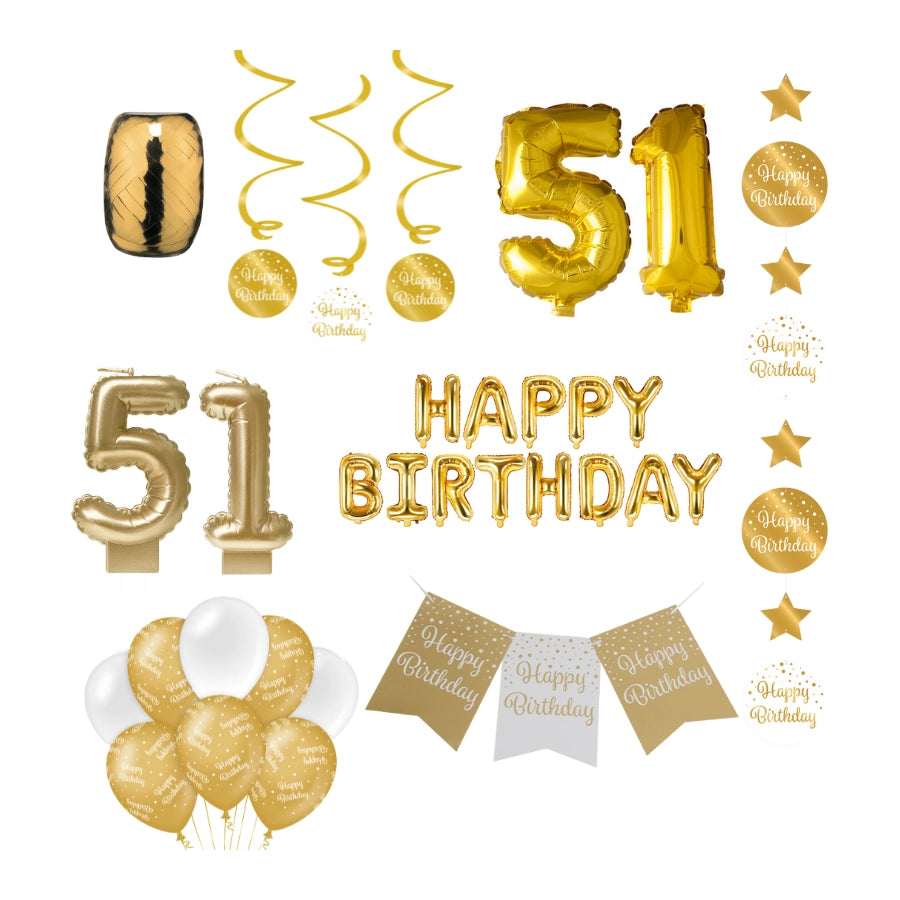 51 jaar Verjaardag Versiering Pakket Gold
