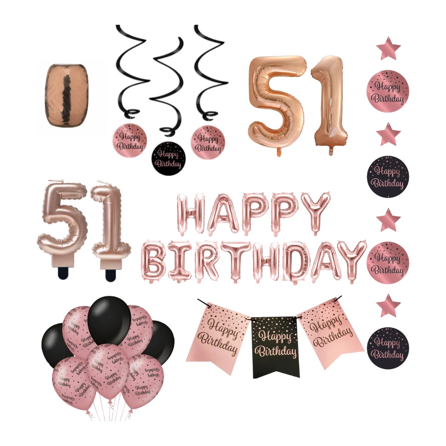 51 jaar Verjaardag Versiering Pakket Rose Gold