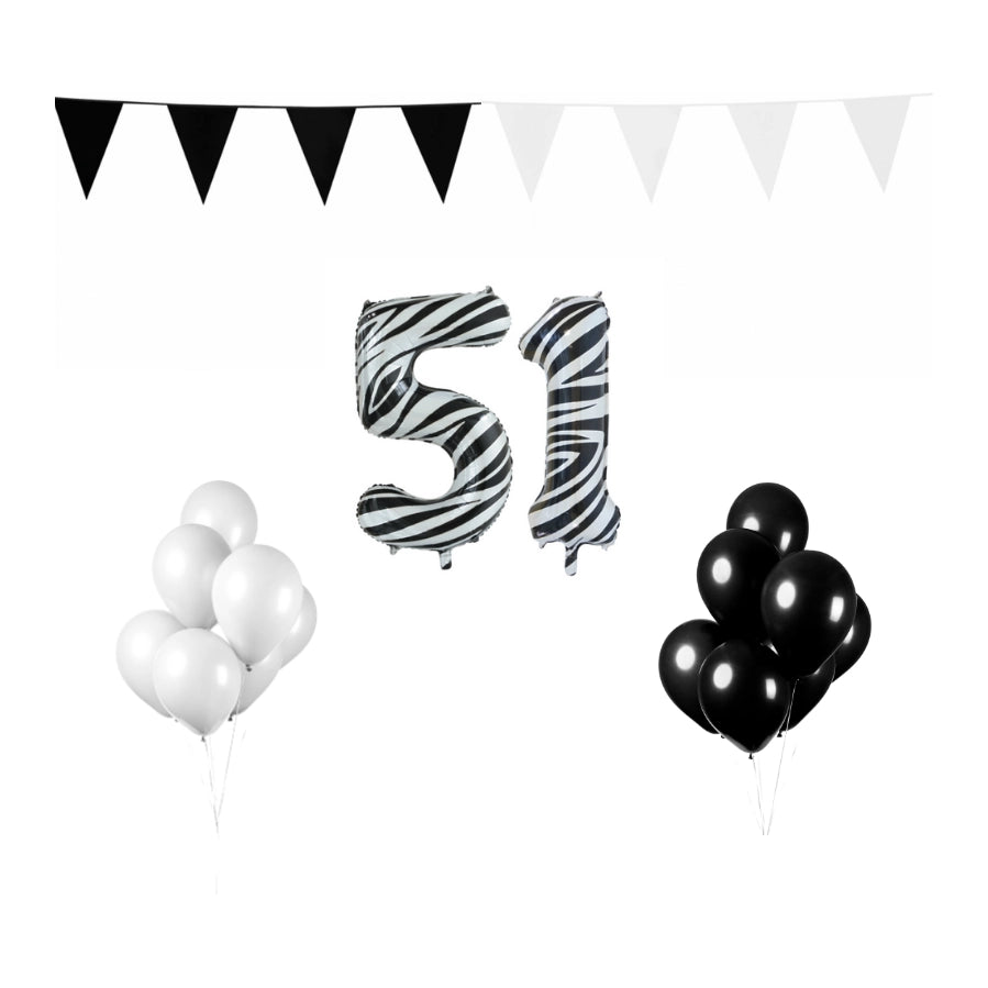 51 jaar Verjaardag Versiering Pakket Zebra