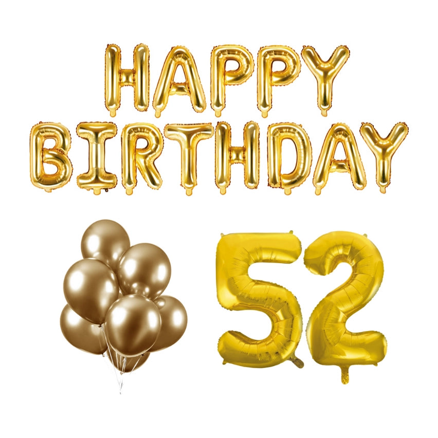 52 jaar Verjaardag Versiering Ballon Pakket Goud