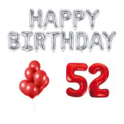 52 jaar Verjaardag Versiering Ballon Pakket rood & zilver