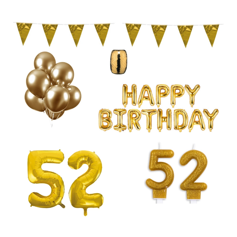 52 jaar Verjaardag Versiering Pakket Goud