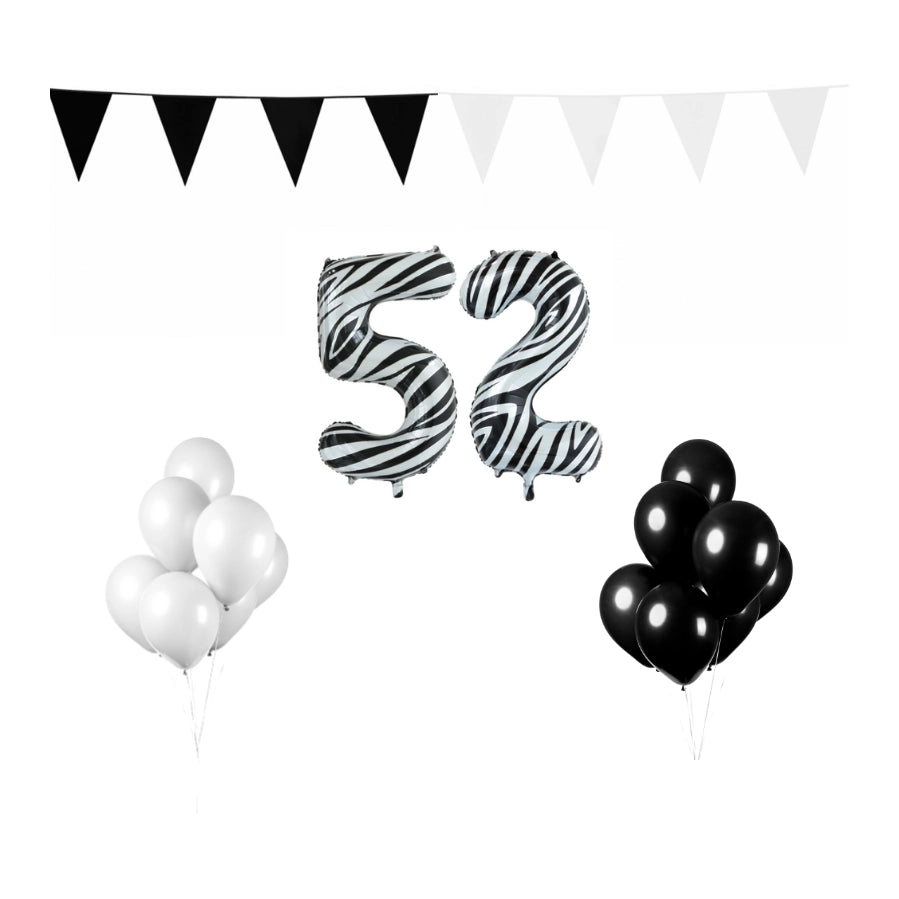52 jaar Verjaardag Versiering Pakket Zebra