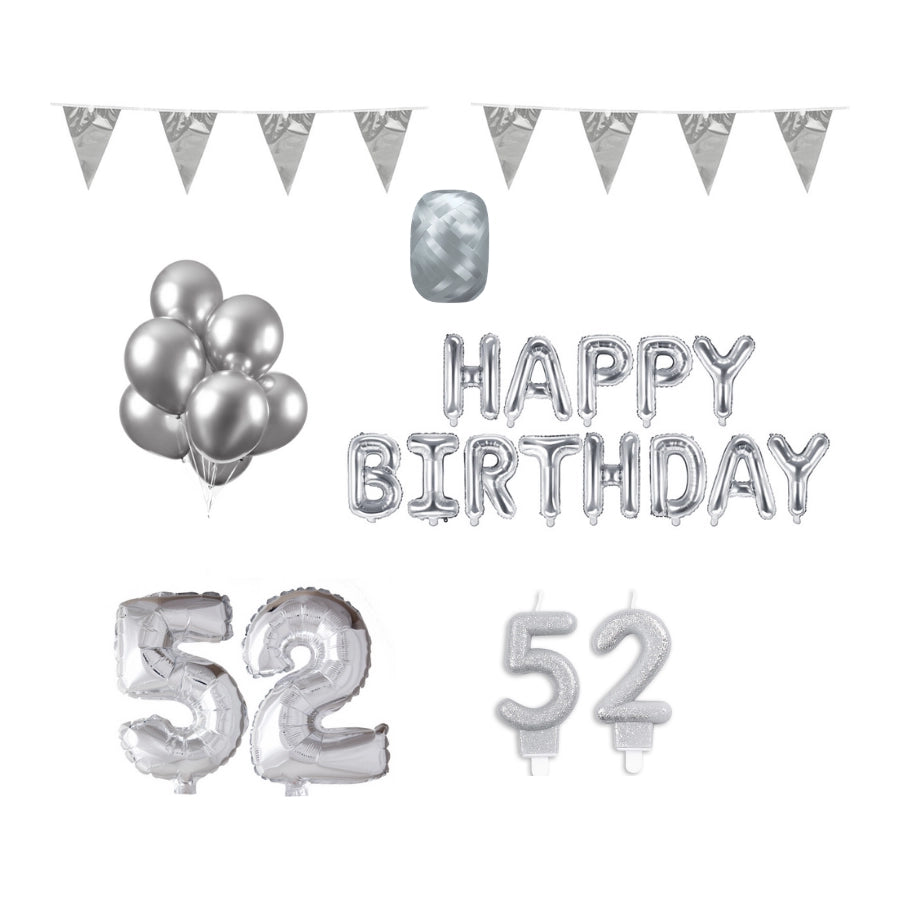 52 jaar Verjaardag Versiering Pakket zilver