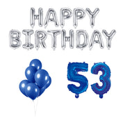 53 jaar Verjaardag Versiering Ballon Pakket Blauw & zilver