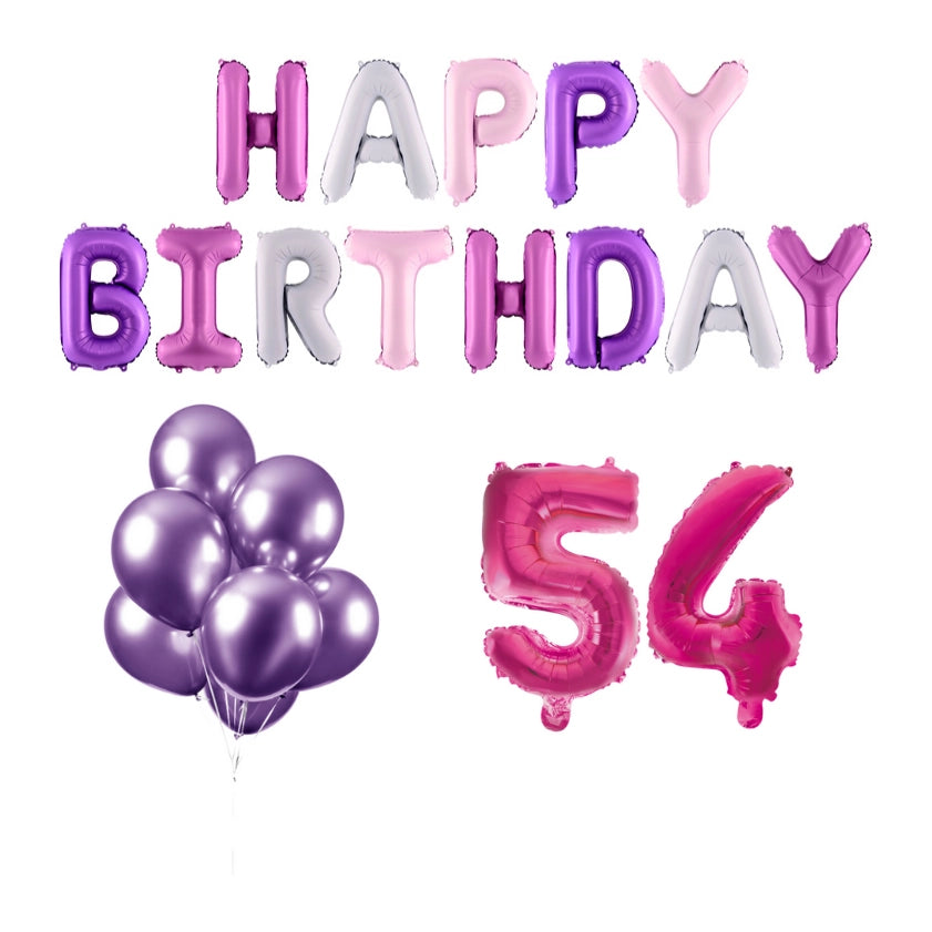 54 jaar Verjaardag Versiering Ballon Pakket Pastel & Roze