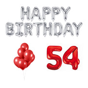 54 jaar Verjaardag Versiering Ballon Pakket rood & zilver