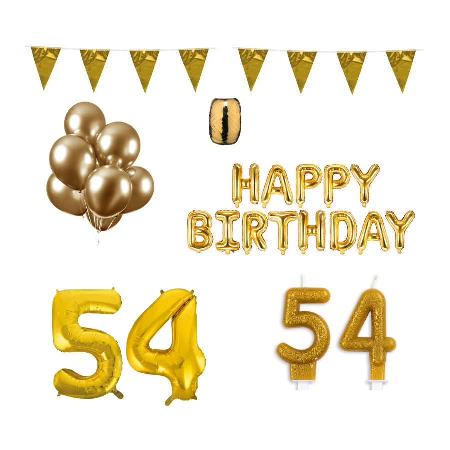 54 jaar Verjaardag Versiering Pakket Goud