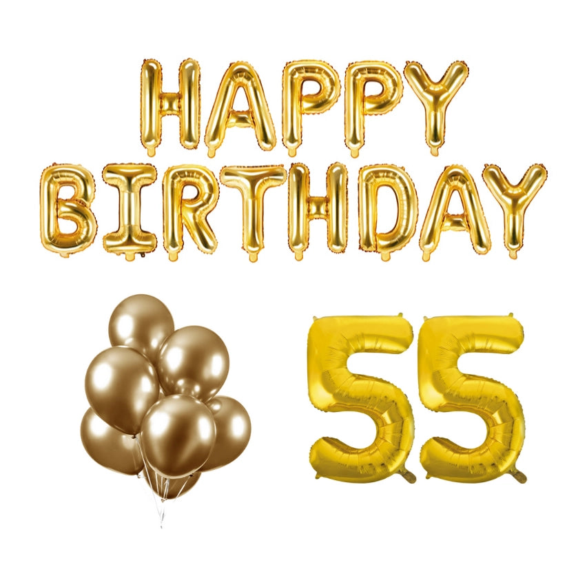 55 jaar Verjaardag Versiering Ballon Pakket Goud