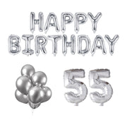 55 jaar Verjaardag Versiering Ballon Pakket zilver