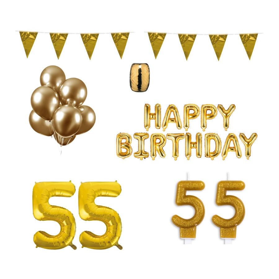 55 jaar Verjaardag Versiering Pakket Goud