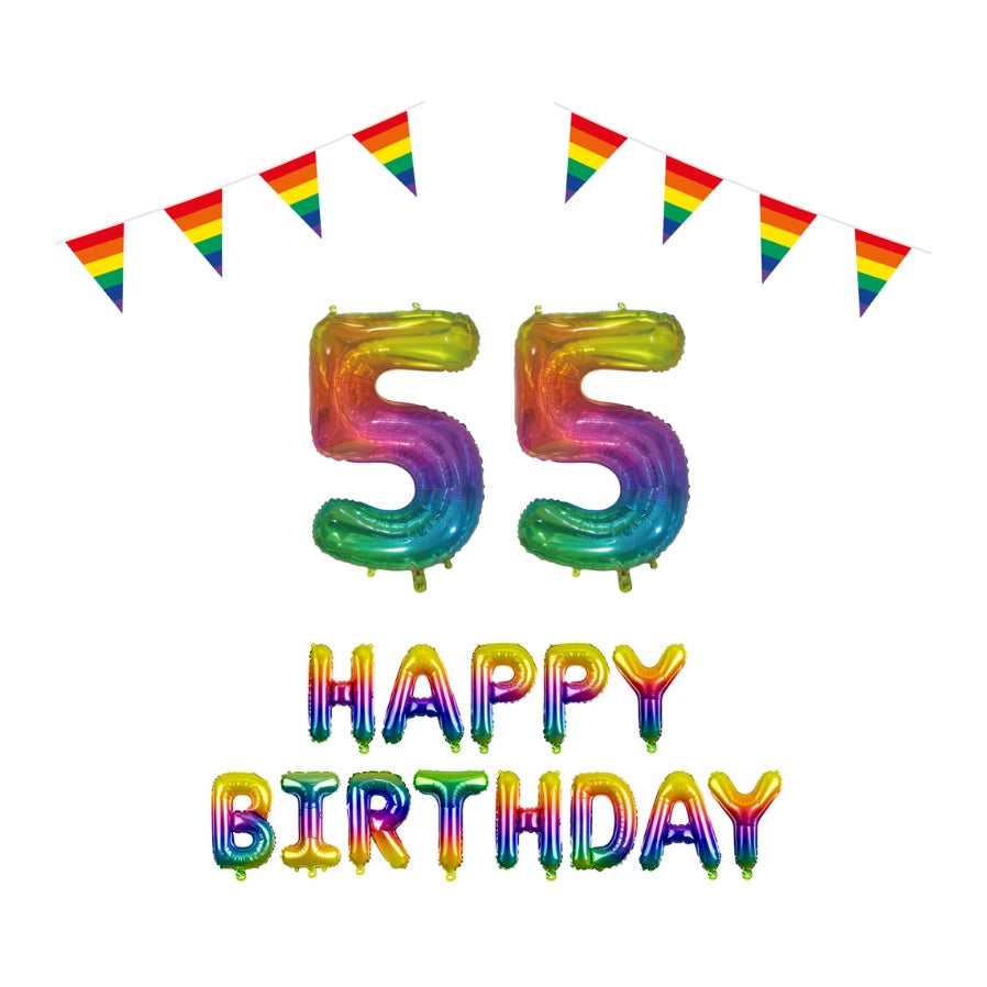 55 jaar Verjaardag Versiering Pakket Regenboog