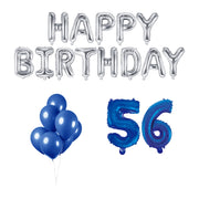 56 jaar Verjaardag Versiering Ballon Pakket Blauw & zilver