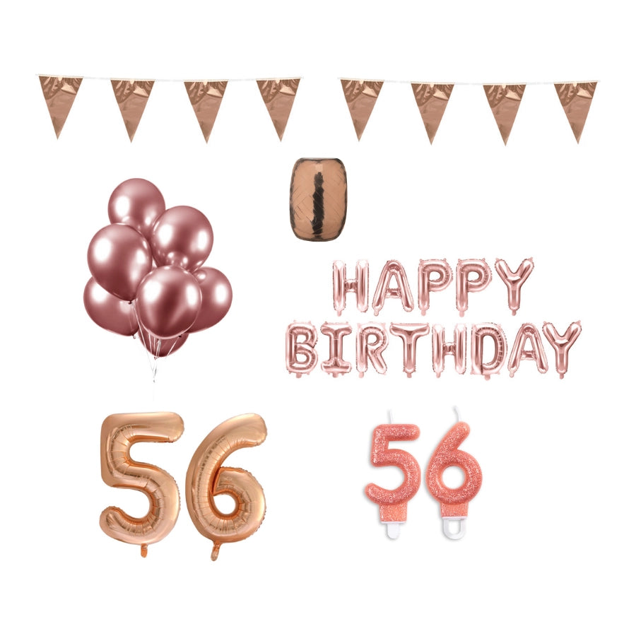 56 jaar Verjaardag Versiering Pakket Rosé Goud